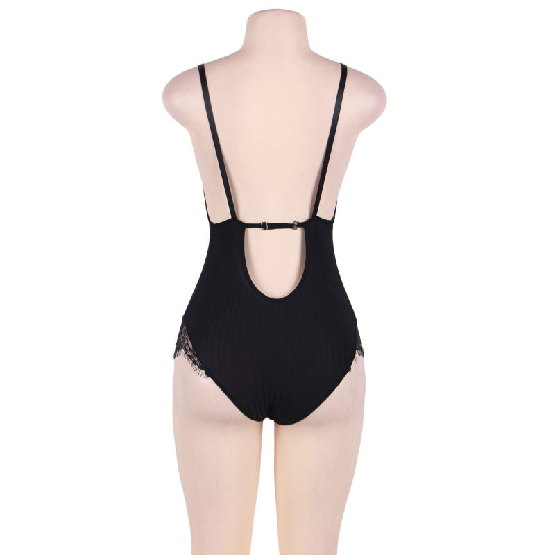 SUBBLIME - QUEEN PLUS TEDDY WITH CLEARS AND FRINGES BLACK - slika 3