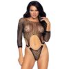 LEG AVENUE TOP BODYSUIT WITH THONG BACK ONE SIZE
