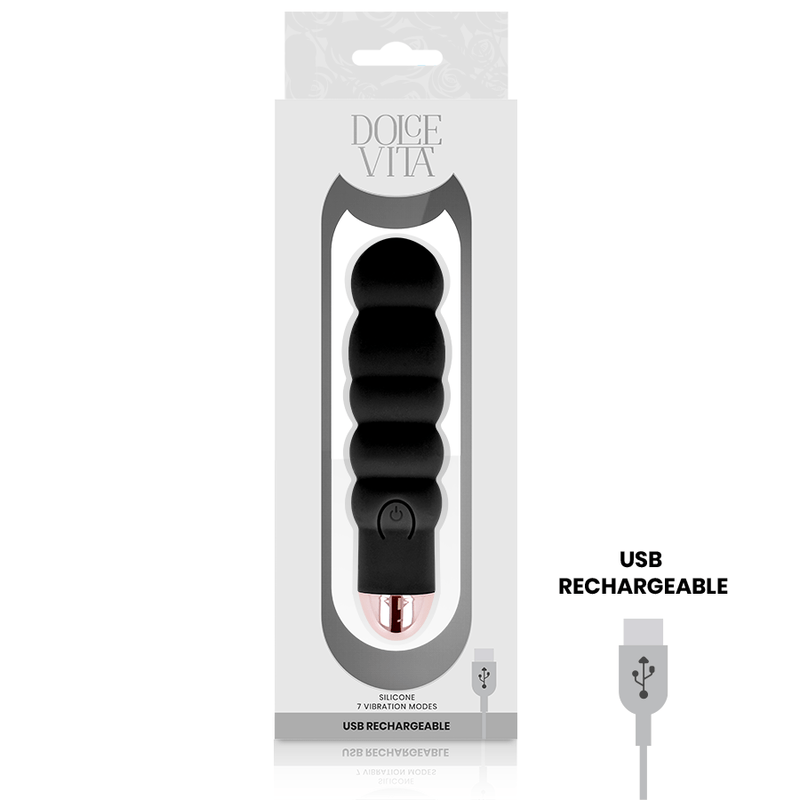 DOLCE VITA POLNILNI VIBRATOR SIX BLACK 7 HITROSTI - slika 3