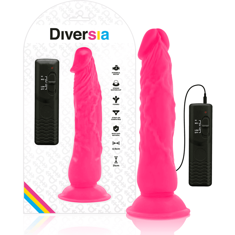 DIVERSIA FLEKSIBILNI VIBRIRAJOČI DILDO 21 CM - ROZA