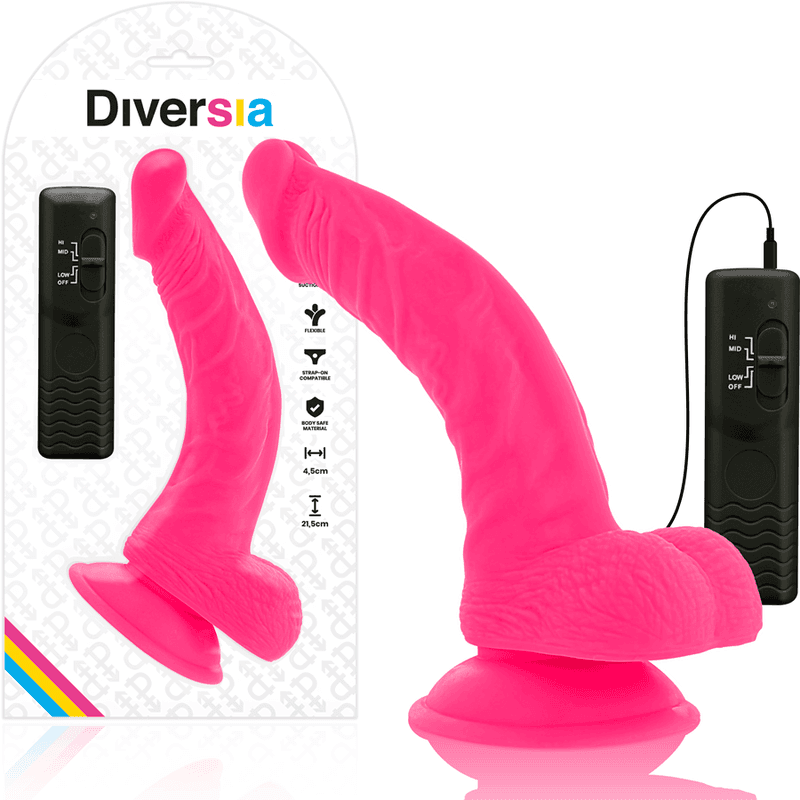 DIVERSIA FLEKSIBILNI VIBRIRAJOČI DILDO 21,5 CM - VIJOLIČEN