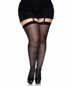LEG AVENUE BLACK STOCKINGS PLUS SIZE