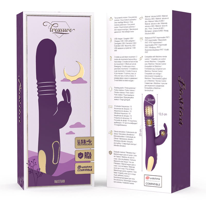 TREASURE BASTIAN RABBIT UP DOWN, ROTATOR VIBRATOR WATCHME WIRELESS TECHNOLOGY COMPATIBLE - slika 3