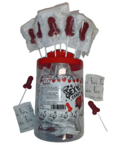 DIABLO PICANTE - 50 STRAWBERRY  CHERRY CANDY PENIS LOLLIPOP (50 UNITS)