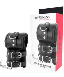 DARKNESS  WRIST RESTRAINTS BLACK WITH FUR