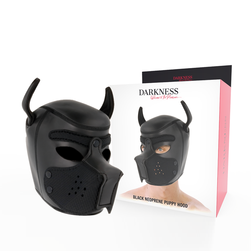 DARKNESS NEOPRENE DOG HOOD WITH REMOVABLE MUZZLE L