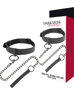 DARKNESS TANKA ČRNA POLNA OVRATNICA S POVODCEM