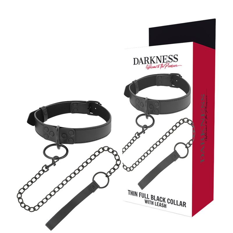 DARKNESS TANKA ČRNA POLNA OVRATNICA S POVODCEM