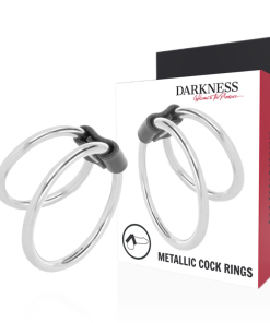 DARKNESS DVOJNI KOVINSKI OBROČ ZA PENIS