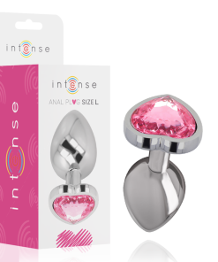 INTENSE - METAL ALUMINUM ANAL PLUG HEART PINK SIZE L