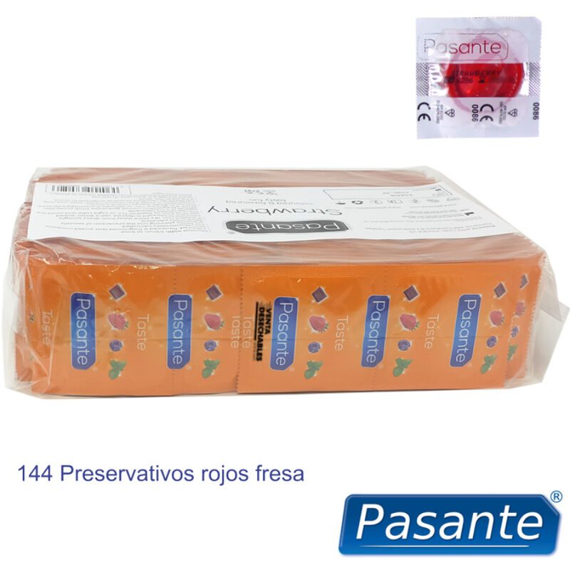 PASANTE - CONDOMS FLAVOR STRAWBERRY BAG 144 UNITS - slika 3