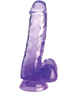 KING COCK CLEAR - REALISTIC PENIS WITH BALLS 13.5 CM PURPLE