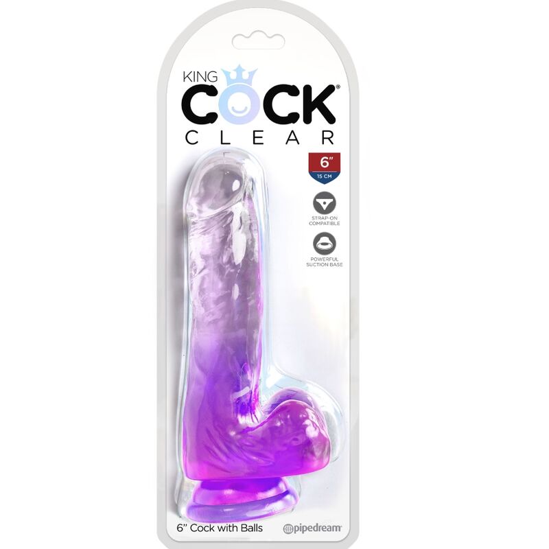 KING COCK CLEAR - REALISTIC PENIS WITH BALLS 13.5 CM PURPLE - slika 2