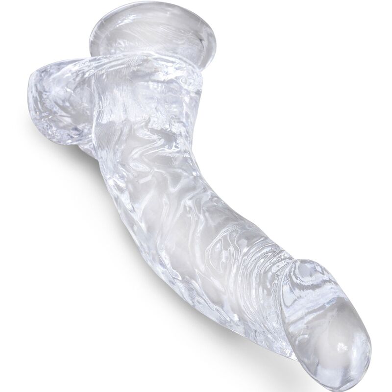 KING COCK CLEAR - REALISTIC CURVED PENIS WITH BALLS 16.5 CM TRANSPARENT - slika 2