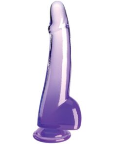 KING COCK CLEAR - DILDO WITH TESTICLES 19 CM PURPLE