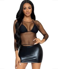 LEG AVENUE - FISHNET LONG SLEEVE T-SHIRT RED