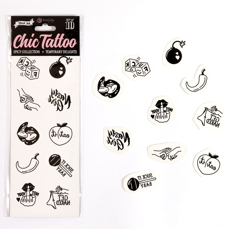 SECRET PLAY - SET OF 10 SPICY COLLECTION TEMPORARY TATTOOS - slika 2