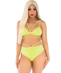 LEG AVENUE - TOP  PANTIES YELLOW WITH STRAPS
