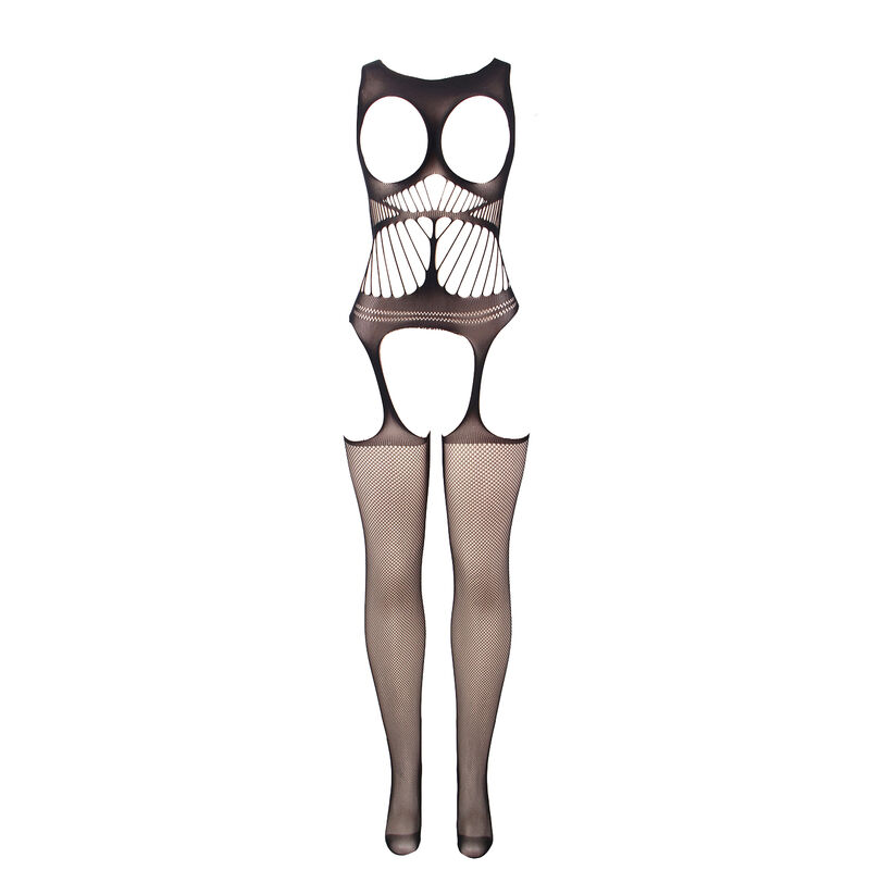 SUBBLIME - 951900 FISHNET CROTCHLESS BODYSTOCKING WITH CUP AND OPEN SHOULDERS BLACK ONE SIZE - slika 3