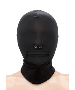 NS NOVELTIES - FETISH  FASHION CLOSED ZIPPERED MOUTH HOOD NYLON BLACK