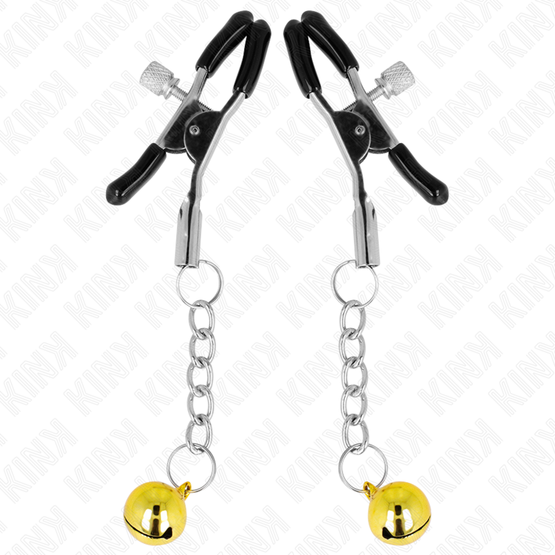 KINK - GOLD JINGLE BELL PENDANT NIPPLE CLAMPS 6 CM - slika 2