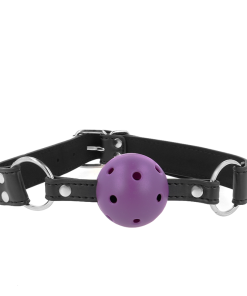 KINK - BREATHABLE BALL 4 CM GAG WITH DOUBLE RIVET PURPLE 62.5 x 2.5 CM ADJUSTABLE 42-58 CM