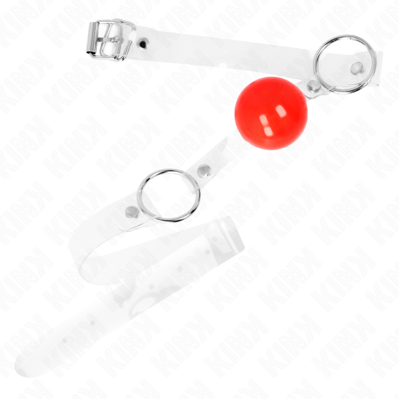 KINK - RED TRANSPARENT PVC BALL 4 CM GAG ADJUSTABLE - slika 2