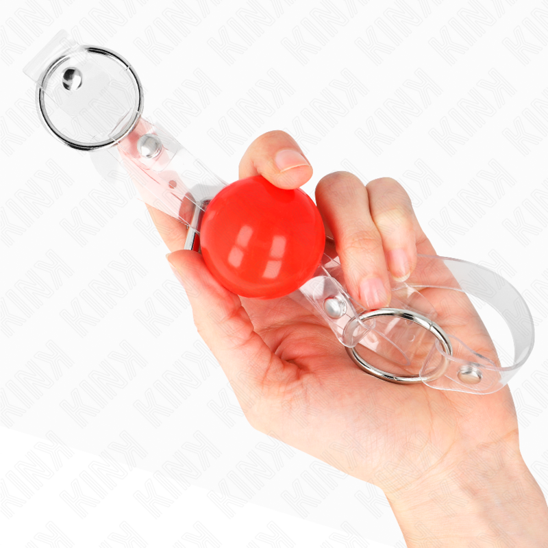 KINK - RED TRANSPARENT PVC BALL 4 CM GAG ADJUSTABLE - slika 3