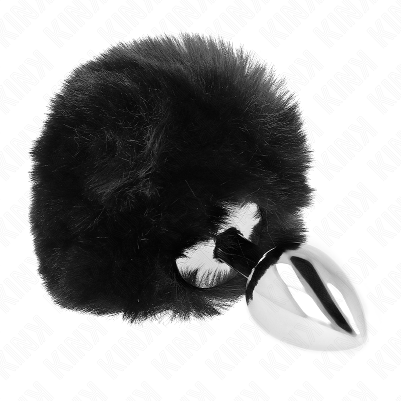KINK - STAINLESS STEEL PLUG 7 x 3 CM WITH BLACK FAUX FUR RABBIT TAIL 8 CM - slika 2