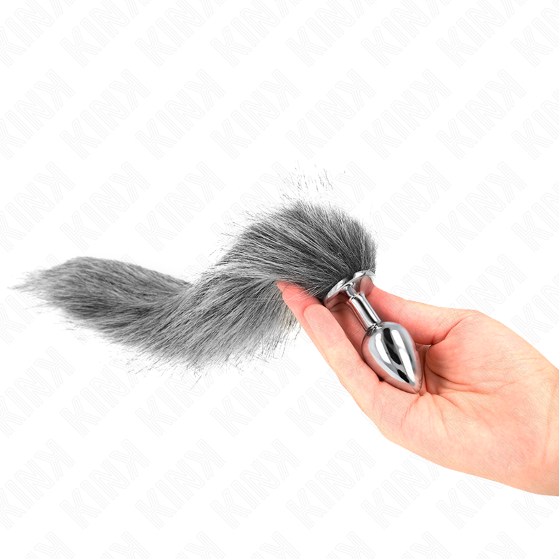 KINK - ANAL PLUG SIZE S 7 X 3 CM WITH SYNTHETIC TAIL 40 CM GREY - slika 3