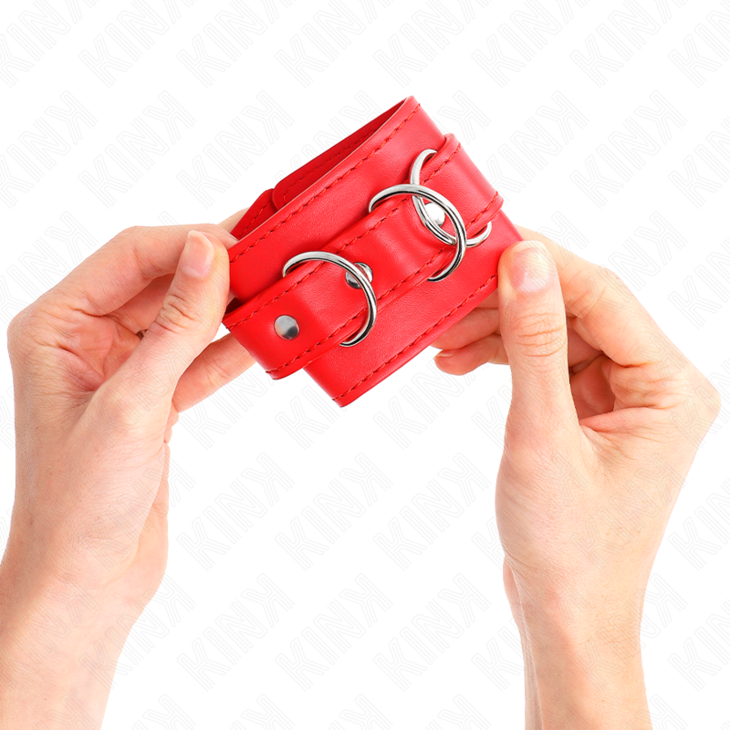 KINK - 3 D-RING WRIST RESTRAINTS ADJUSTABLE RED 17.5-25 CM X 6 CM - slika 3