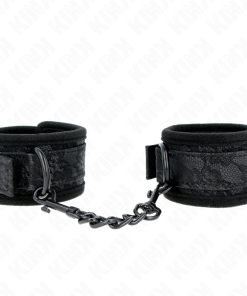 KINK - DARK LACE COVERED WRIST CUFFS NEOPRENE ADJUSTABLE BLACK 20-29 CM X 5 CM