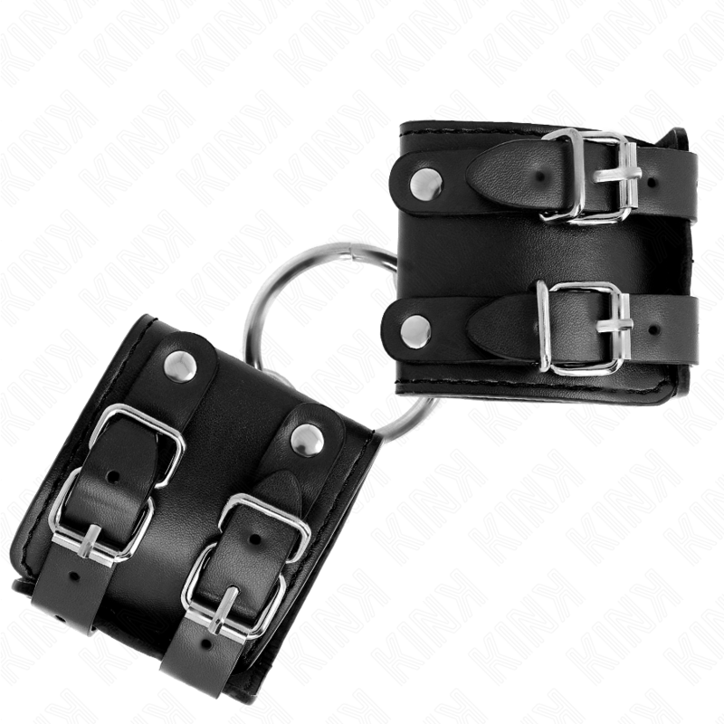 KINK - FIXED WRIST RESTRAINTS WITH RING AND STUDS ADJUSTABLE BLACK 17-22 CM X 6.5 CM - slika 2