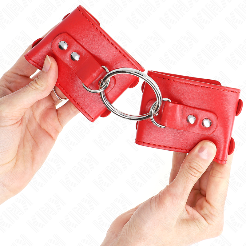 KINK - FIXED WRIST RESTRAINTS WITH RING AND STUDS ADJUSTABLE RED 17-22 CM X 6.5 CM - slika 3