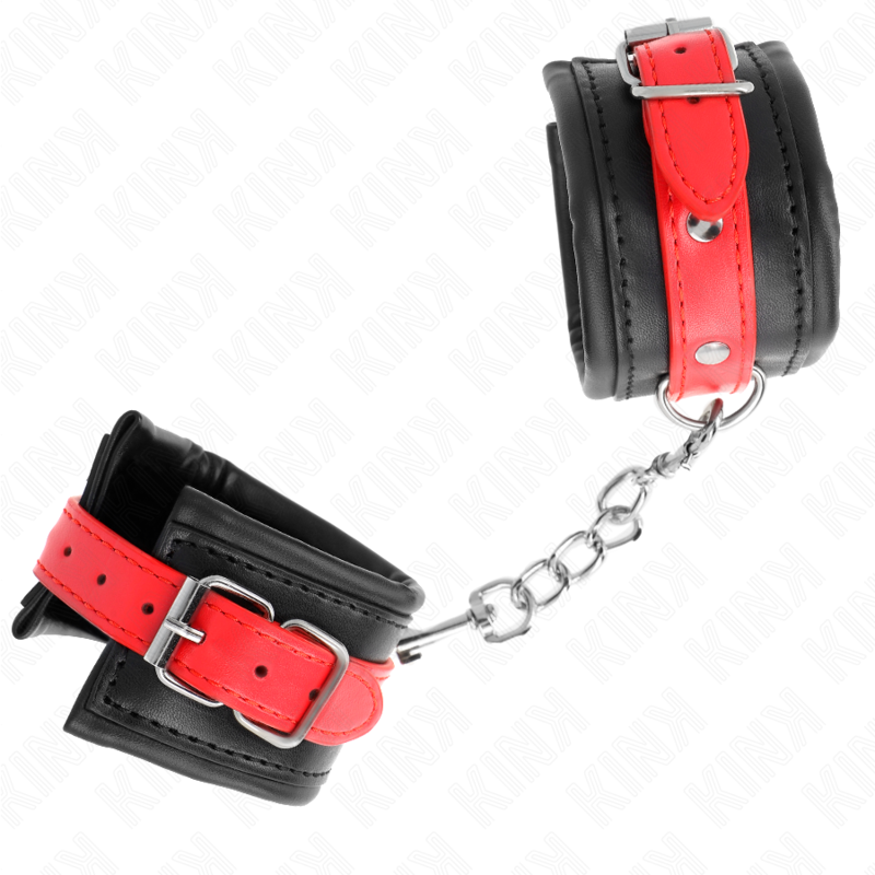 KINK - WRIST RESTRAINTS BLACK WITH RED BELT ADJUSTABLE 17-28 CM X 6 CM - slika 2