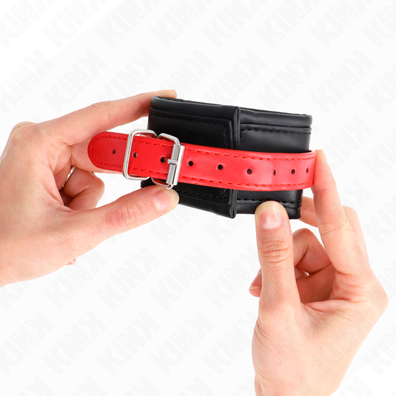 KINK - WRIST RESTRAINTS BLACK WITH RED BELT ADJUSTABLE 17-28 CM X 6 CM - slika 3
