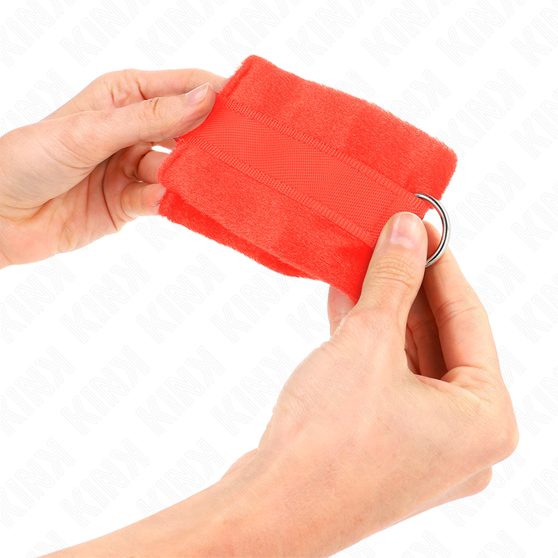 KINK - BEGINNER FUR HAND CUFFS RED 30 X 7 CM - slika 3