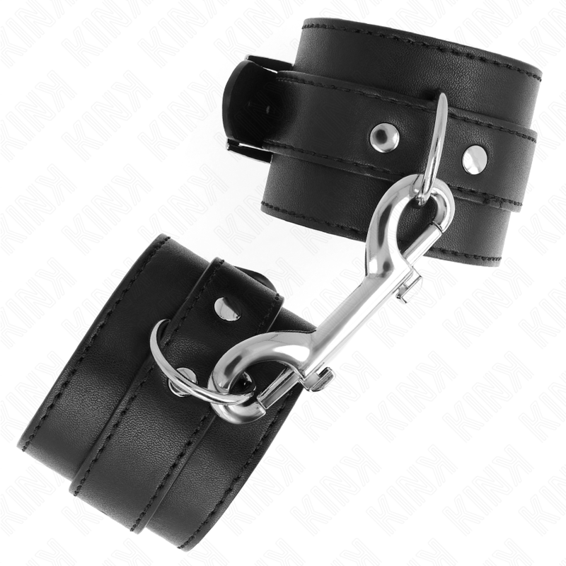KINK - WRIST RESTRAINTS-SINGLE RIVET ROW AND BIG BUCKLE BLACK ADJUSTABLE 17-28 CM X 5 CM - slika 2