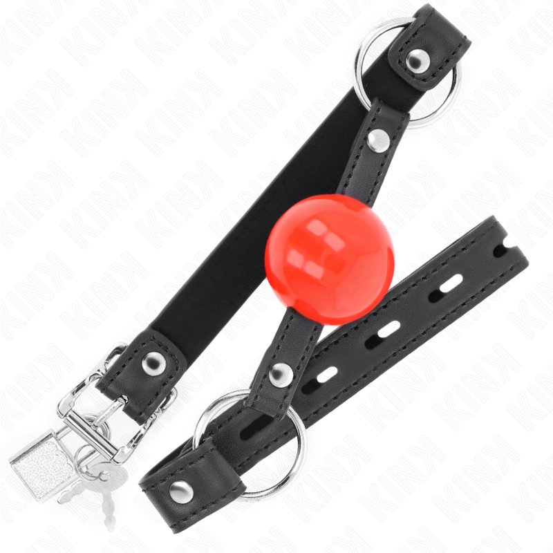 KINK - BALL 4 CM GAG WITH LOCK RED BALL BLACK STRAP 60 x 2 CM - slika 2