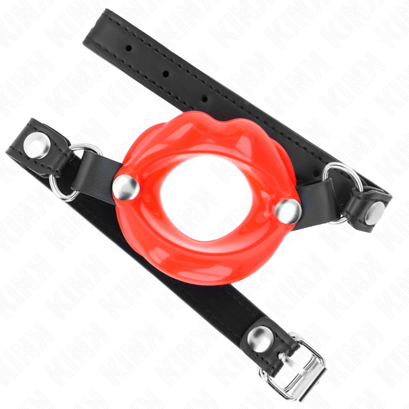 KINK - LIP 8 CM GAG WITH RED LEATHERETTE STRAP 63 x 2 CM ADJUSTABLE 39-58 CM - slika 2