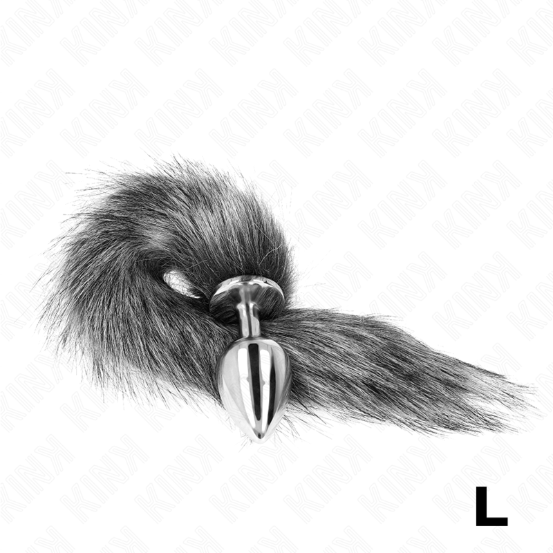 KINK - ANAL PLUG SIZE L 10 X 4 CM WITH SYNTHETIC TAIL 40 CM GREY - slika 2