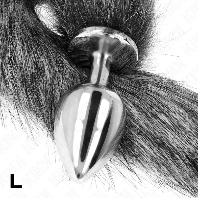 KINK - ANAL PLUG SIZE L 10 X 4 CM WITH SYNTHETIC TAIL 40 CM GREY - slika 3