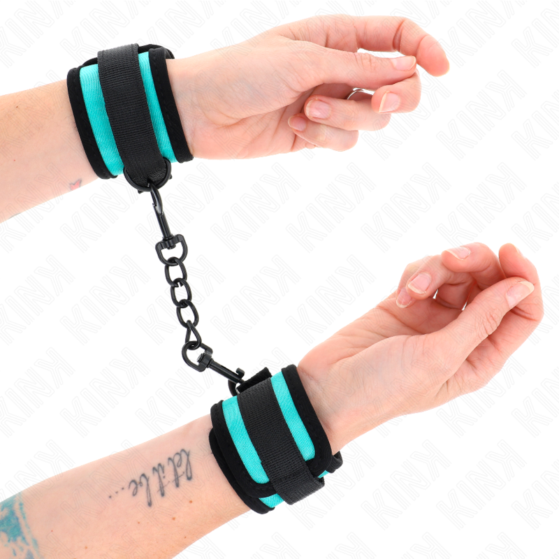 KINK - HOOK AND LOOP NYLON BIND WRIST RESTRAINTS BLACK-BLUE ADJUSTABLE 18-32 CM X 5 CM - slika 3