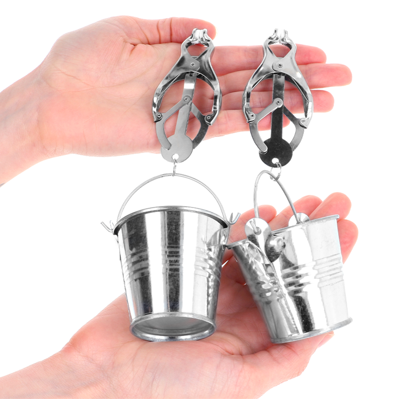 KINK - JAPANESE CLOVER NIPPLE CLAMPS WITH BUCKETS SILVER - slika 3