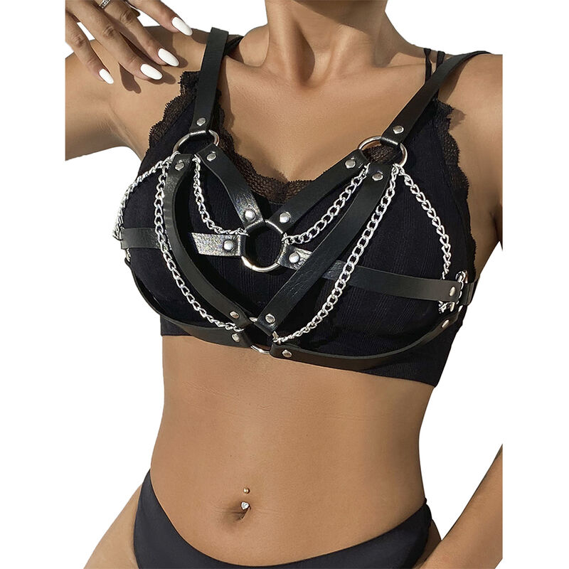 SUBBLIME - 953713 PUNK BONDAGE BELT METAL BUCKLE BLACK ONE SIZE - slika 2