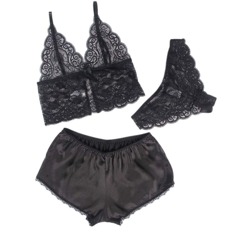SUBBLIME - 953911 SILK AND LACE NIGHTGOWN + PANTIES BLACK S/M - slika 3
