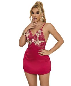 SUBBLIME - 954130 BABYDOLL WITH RED FLORAL DESIGN L/XL