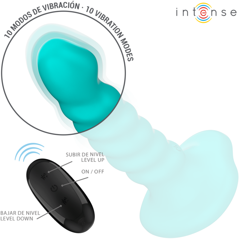 INTENSE - BUFFY VIBRATOR SIZE S SPIRAL DESIGN 10 VIBRATIONS BLUE REMOTE CONTROL - slika 3
