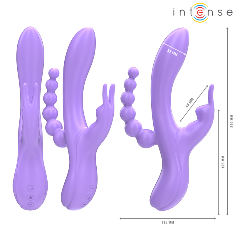 INTENSE - MIKO TRIPLE VIBRATOR RABBIT STIMULATOR ANAL 7 VIBRATIONS PURPLE - slika 2