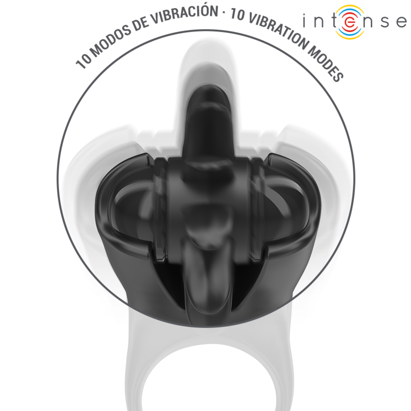 INTENSE - MABEL VIBRATING RING 10 VIBRATIONS WITH CLITORIS STIMULATOR BLACK - slika 2